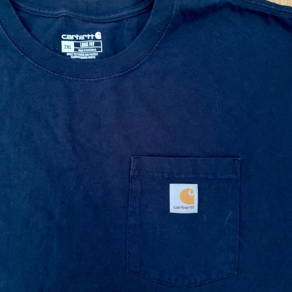 Carhartt Pocket Tee T shirt Loose Fit XXL 2XL Men's Navy Blue Work